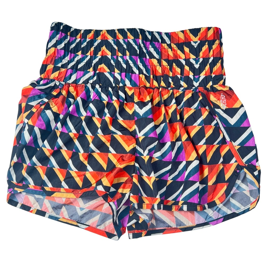 FP Movement The Way Home Shorts Women's S Multi Geometric High Waist Athleisure